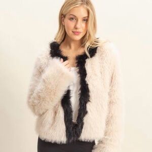 HYFVE Cream and Black Faux Fur Jacket